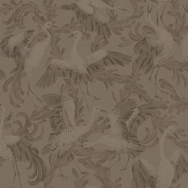 Купить в Москве обои для спальни Dancing Crane арт. 3127 из коллекции Eastern Simplicity от Borastapeter с акварельным изображением танцующих журавлей в коричневых тонах.