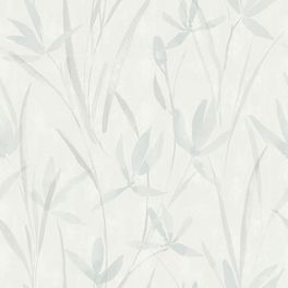 Шведские обои в спальню арт. 38623  из коллекции "Borosan EasyUp® 2020" от Borastapeter, Швеция с растительным принтом стилизованным под акварельный рисунок  серо-голубого цвета на белом фоне выбрать в шоу-руме Одизайн в Москве, бесплатная доставка, широкий ассортимент
