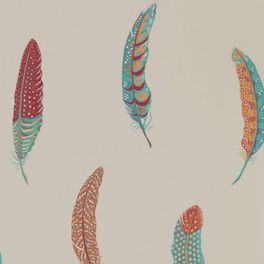 Подобрать флизелиновые обои для детской с яркими перьями на светлом фоне арт. 216606 коллекции Elysian от Sanderson на сайте odesign.ru