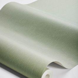 Фото рулона обоев Flourishing Green из каталога LINEN с детализацией фактурного рисунка под ткань льна оливково зеленого цвета