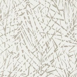 Продажа обоев для комнаты Lorenza арт. 112233 из коллекции Mirador, Harlequin с абстрактным изображением серебристых пальмовых листьев на белом фоне в салонах ОДизайн.