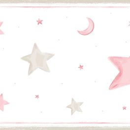Бордюр в детскую "Pippo" фирма Aura, арт.470-2, с изображением звезд и луны, обои для детской