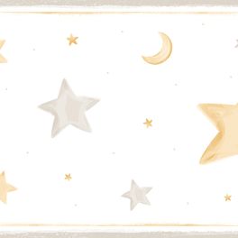 Бордюр в детскую "Pippo" фирма Aura, арт.470-3, с изображением звезд и луны, обои для детской