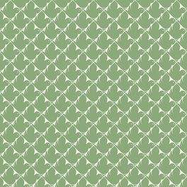 Шведские обои  "Pippi" коллекции  New Heritage с зеленым узором из стилизованных птиц на белом фоне