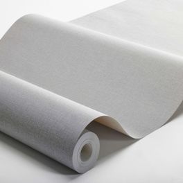 Рулон флизелиновых однотонных обоев Canvas Chrystal артикул 6118 из каталога Shades фабрики Borastapeter с детализацией фактурного узора под ткань чистого серого цвета.