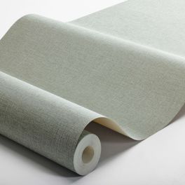 Рулон флизелиновых обоев для стен Canvas Leaf, артикул 6129 из каталога Shades фабрики Borastapeter с детализацией фактурного узора под ткань серо зеленого льна.