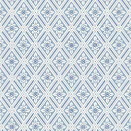 Флизелиновые обои Ester артикул 6148 из коллекции Blue & White от  Borastapeter с цветочным трельяжным узором голубого оттенка.