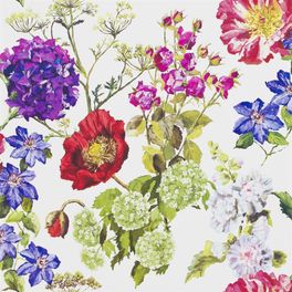Обои флизелиновые Designers Guild P623/02 коллекции The Edit...Flowers Volume 1 с ярким цветочным узором на белом фоне