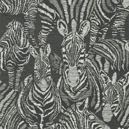 Купить дизайнерские обои Nirmala арт. 112242 из коллекции Mirador, Harlequin с графичным черно-белым изображением зебр в салонах ОДизайн.