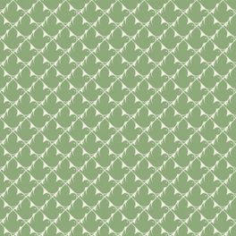 Шведские обои  "Pippi" коллекции  New Heritage с зеленым узором из стилизованных птиц на белом фоне