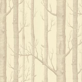 Культовые обои Woods от Cole & Son с рисунком, состоящим из тщательно прорисованных мелкими штрихами деревьев в бежево-коричневых тонах.  Купить обои в интернет-магазине, бесплатная доставка, магазин обоев в Москве.