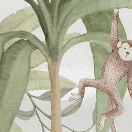 Фотообои Wild Jungle Mural — тигр, обезьяна и павлин крупным планом