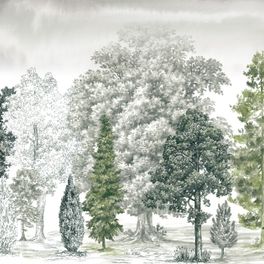 Раппорт панно Балтийская коса Steel Needle ART14 005/1 — пейзаж с соснами на дюнах Балтики