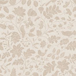 Купить стильные обои для интерьера Isidor Cream Foam, арт. 8185 от Borastapeter из каталога Charm. Экологичные флизелиновые обои с цветочным узором и птицами. Бесплатная доставка по РФ.