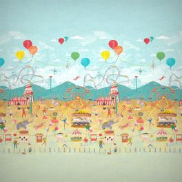 Заказать красочное панно Lifes A Circus арт. 112647 от Harlequin с изображением праздничной ярмарочной площади и цирка-шапито с бесплатной доставкой.
