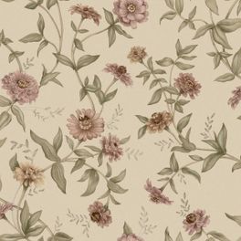 Цветочные обои Zinnia Beige Boråstapeter Flowers 9152 — узор крупным планом, циннии