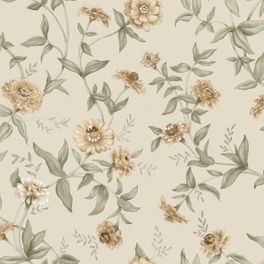 Цветочные обои Zinnia Natural Boråstapeter Flowers 9153 — узор крупным планом, циннии
