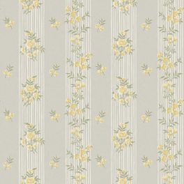 Цветочные обои Hufvudsta Gård Grey Boråstapeter Flowers 9163 — узор крупным планом, полосы и цветы