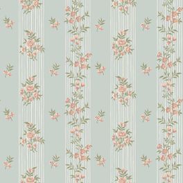 Цветочные обои Hufvudsta Gård Blue Boråstapeter Flowers 9164 — узор крупным планом, полосы и цветы