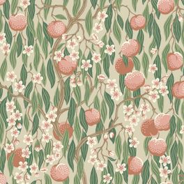 Цветочные обои Persikoträd Pink Boråstapeter Flowers 9168 — узор крупным планом, персики и цветы