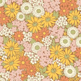 Цветочные обои Flower Power Orange Boråstapeter Flowers 9169 — узор крупным планом, бархатцы и эхинацея