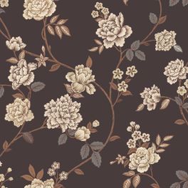 Цветочные обои Peony Garden Brown Boråstapeter Flowers 9176 — узор крупным планом, пионы