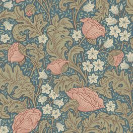 Цветочные обои Blomdansen Blue Boråstapeter Flowers 9179 — узор крупным планом, маки и колокольчики