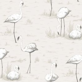 Обои Flamingos с беспечными, грациозными фламинго, словно нарисованными карандашом, красиво выделяющимися на фоне пастельных оттенков природы. Один из самых популярных дизайнов Cole & Son. Купить обои в спальню, гостиную, салоны обоев в Москве.