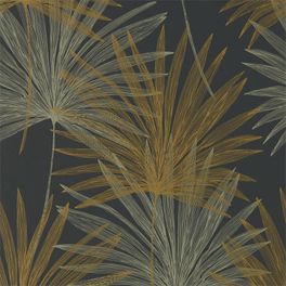 Заказать обои в гостиную Mitende арт. 112227 из коллекции Mirador, Harlequin с рисунком из крупных пальмовых листьев на угольно-сером фоне на сайте odesign.ru.