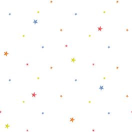 Флизелиновые обои с узором многоцветных звезд на белом фоне для детской