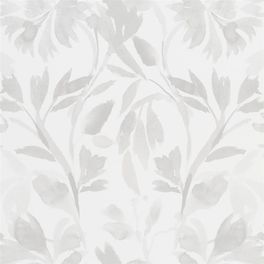 Купить Обои для гостиной, дизайн Patanzzi арт. PDG1023/02 из коллекции Majolica от Designers guild с листьями бежевого цвета на белом фоне,в интернет-магазине.