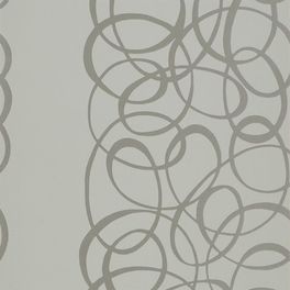 Дизайнерские английские флизелиновые обои  Designers guild с крупным абстрактным рисунком на сером фоне с серебром.