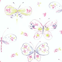 Бумажные обои Aura Les Aventures,арт. 51138203B для детской с бабочками. Купить в Москве.Доставка.Недорого. Обои в квартиру.