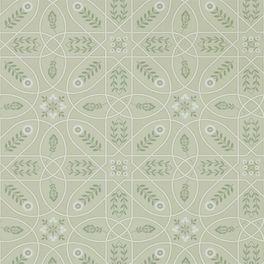 Купить английские обои для спальни арт. 216702 из коллекции Melsetter от Morris, Великобритания с геометрическим орнаментом в светло-зеленом цвете в интернет-магазине в Москве, бесплатная доставка