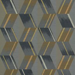 Геометрический рисунок в темных тонах на недорогих обоях 312895 от Zoffany из коллекции Rhombi подойдет для ремонта гостиной