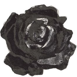 Фотообои DM212-2 с стилизованным рисунком крупной розы черного цвета, как-будто нарисованной широкой кистью на белом фоне. Купить обои в Москве, шведские обои, фотообои, салон обоев, магазин обоев, бесплатная доставка.