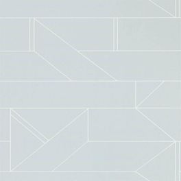 Обои для ремонта арт. 112017 дизайн Barbican из коллекции Zanzibar от Scion, Великобритания с современным геометрическим принтом белого цвета на светло-сером фоне заказать на сайте Odesign.ru