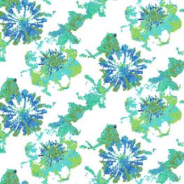 Флизелиновые фотопанно из Швеции коллекция FASHION от Mr.PERSWALL под названием POSH PIXELS. Панно с изображением цветочного узора составленного из пикселей в бирюзовых, изумрудных и синих оттенках. Панно для гостиной, бесплатная доставка